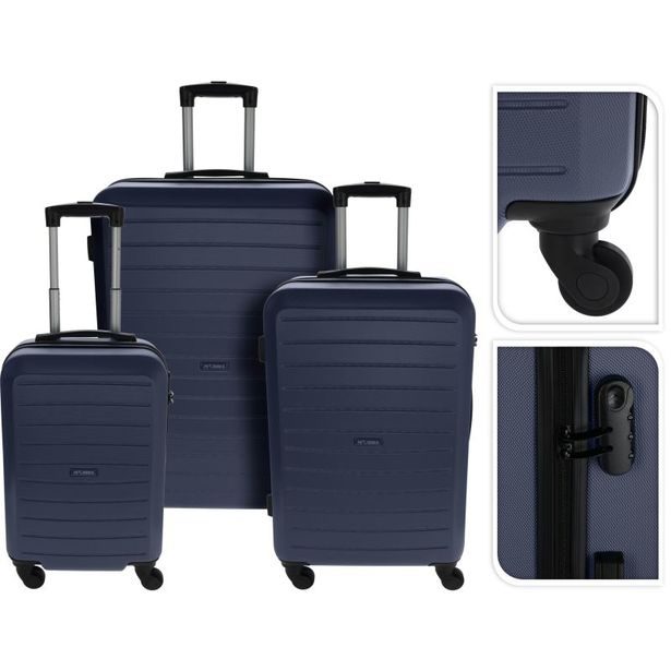 PROWORLD Sada plastových cestovních kufrů 3 ks 50 / 60 / 70 cm tmavě modrá KO-FB5000470