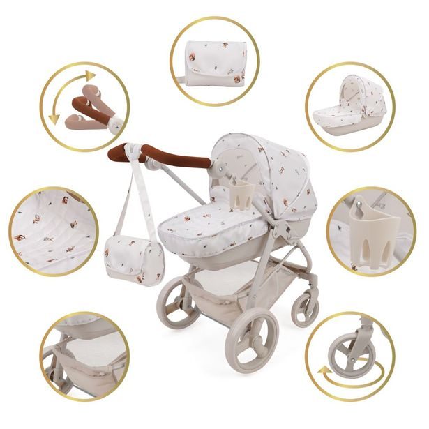 Kočárek pro panenky Bella 2v1 s taškou - Woodland