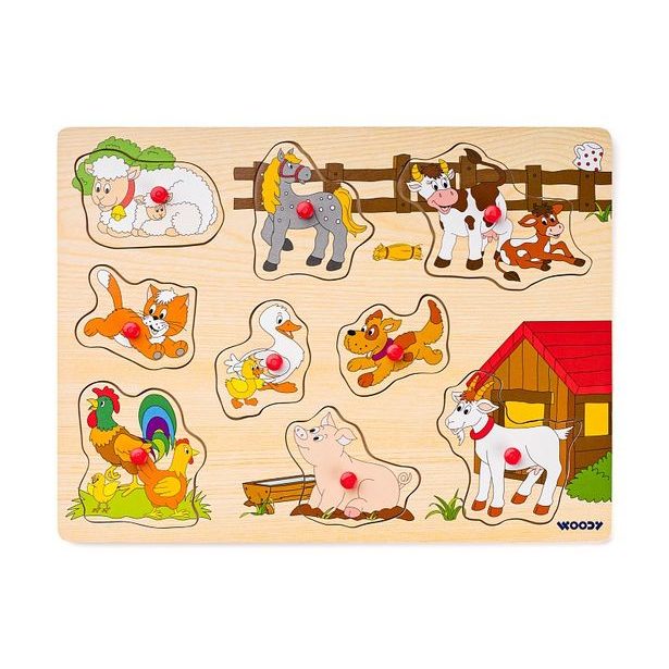 Puzzle na desce - zvířata u statku