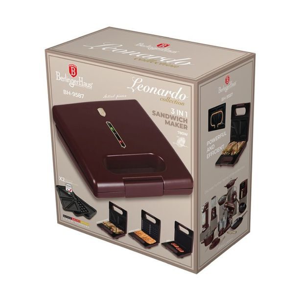 BERLINGERHAUS Sendvičovač 3v1 s vyměnitelnými deskami Leonardo Collection BH-9587