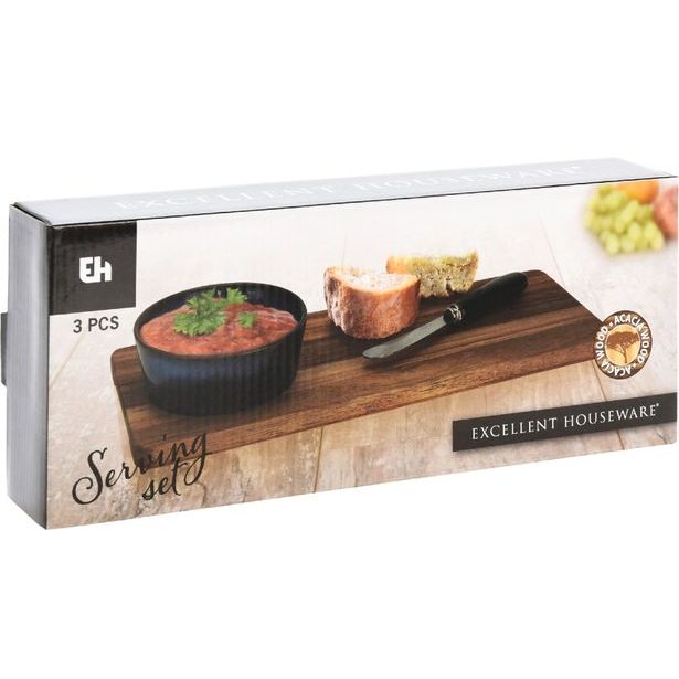 EXCELLENT HOUSEWARE Servírovací podnos + miska a nůž sada 3 ks modrá KO-278000720modr