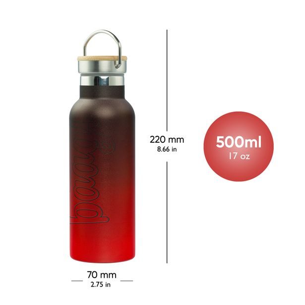 BAAGL Termoláhev s bambusovým víčkem Gradient červeno-černá, 500 ml