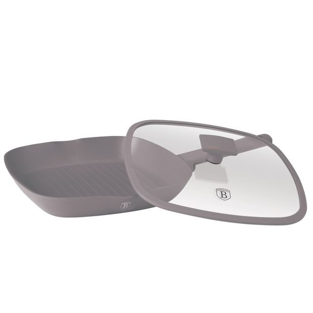 BERLINGERHAUS Pánev grilovací s titanovým povrchem a poklicí 28 cm Taupe Collection BH-8097