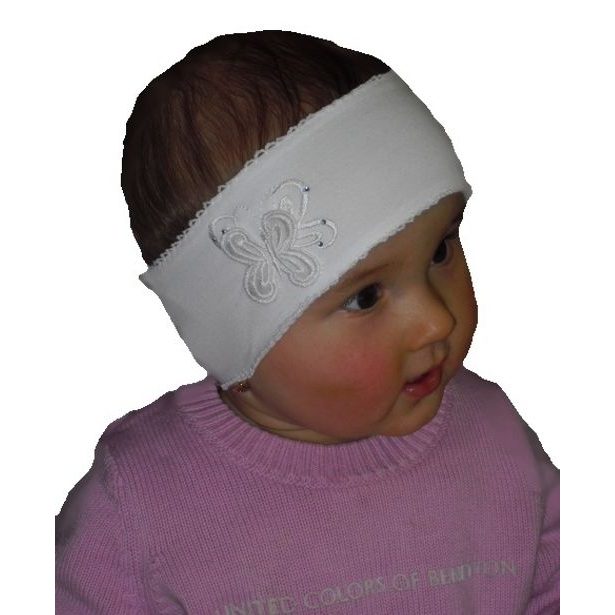 Dívčí bavlněná čelenka PUPILL Lili 33 S; Velikost čepice: č. 42-44, Barva: bílá