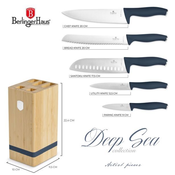 BERLINGERHAUS Sada nožů ve stojanu 6 ks Deep Sea Collection BH-3143
