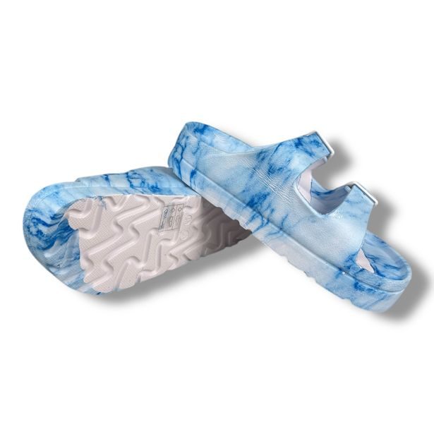 Dámské pantofle na platformě Best Feet - bílo-modré