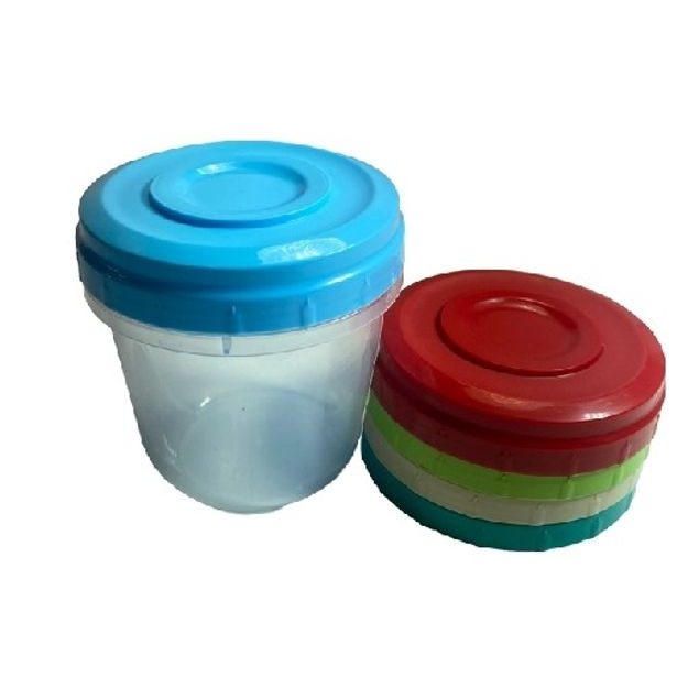 dóza 0,75l, d12x12cm, šroub.víko, plast