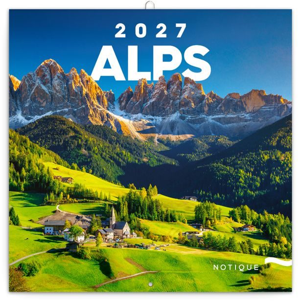 NOTIQUE Poznámkový kalendář Alpy 2027, 30 x 30 cm
