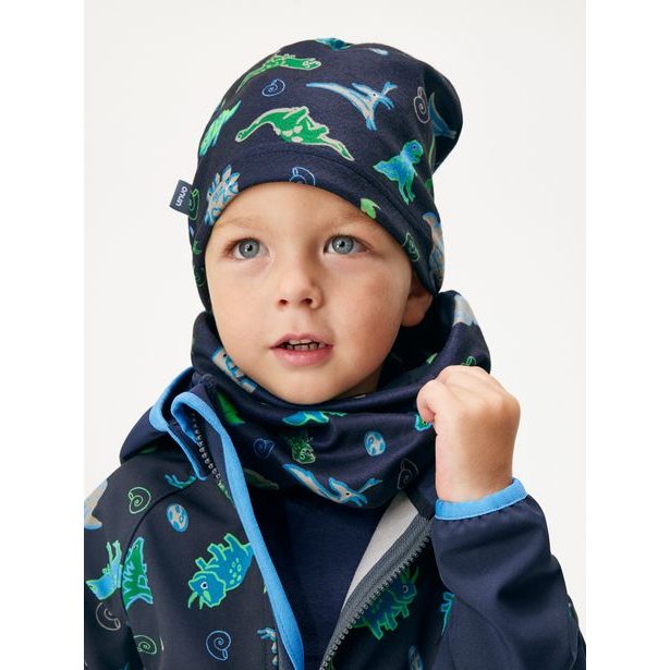 Dětský nákrčník z fleecu Basic, Navy, Dino