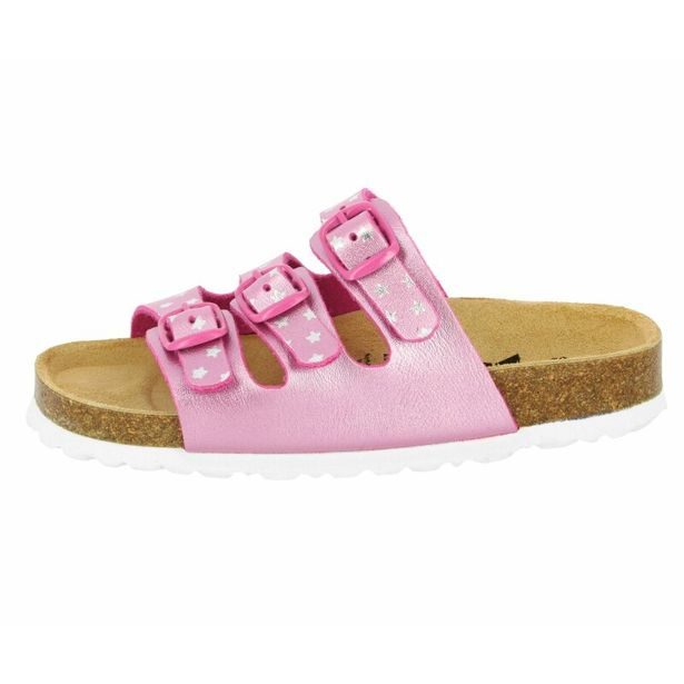 Dívčí pantofle LICO BIOLINE STAR pink/silber 560062 – korkové, anatomické