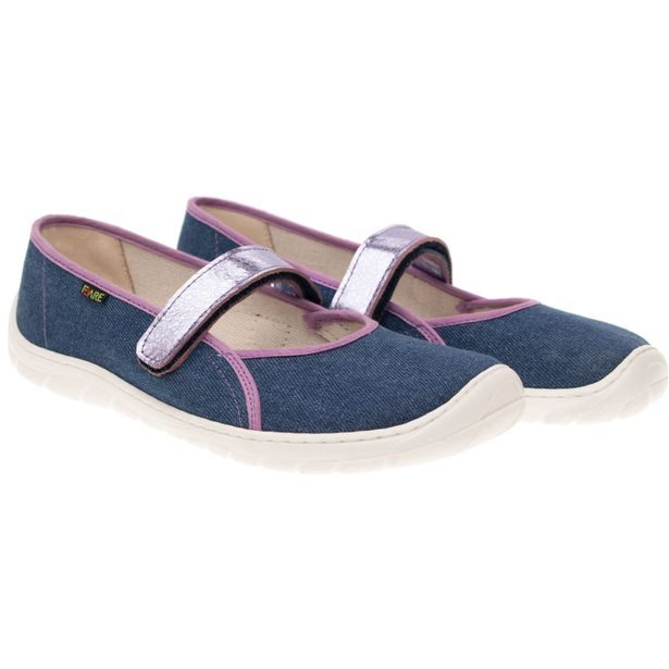 FARE BARE dívčí balerínky, papuče na suchý zip - modré