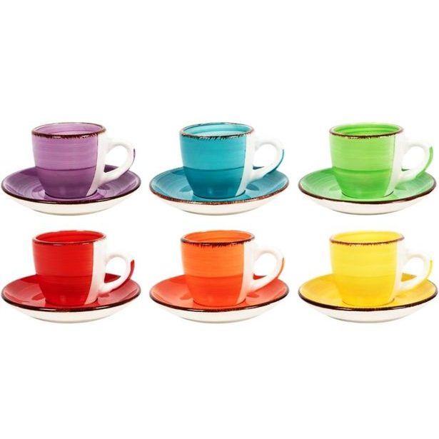 HIT Hrnky na espresso s podšálky sada 12 ks 90 ml COLOURS HT-24326774