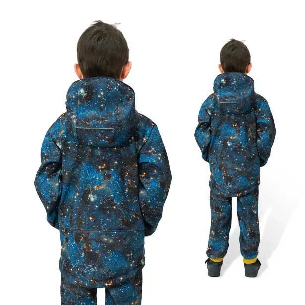 ESITO Dětská softshellová bunda DUO Galaxie - modrá / 92