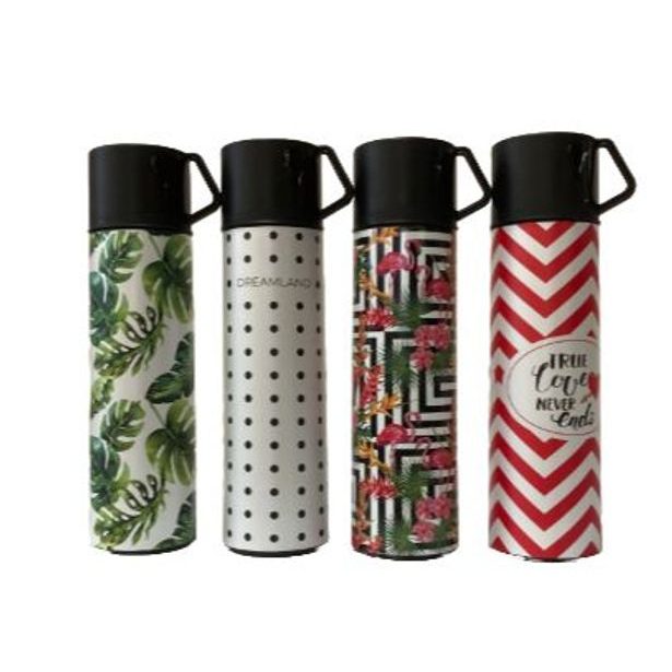 termoska 0,41l, MIX 4DEKORY, hrnek, sklo/plast