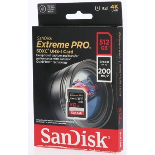 SanDisk Extreme PRO 512 GB SDXC Memory Card 200 MB/s and 140 MB/s, UHS-I, Class 10, U3, V30