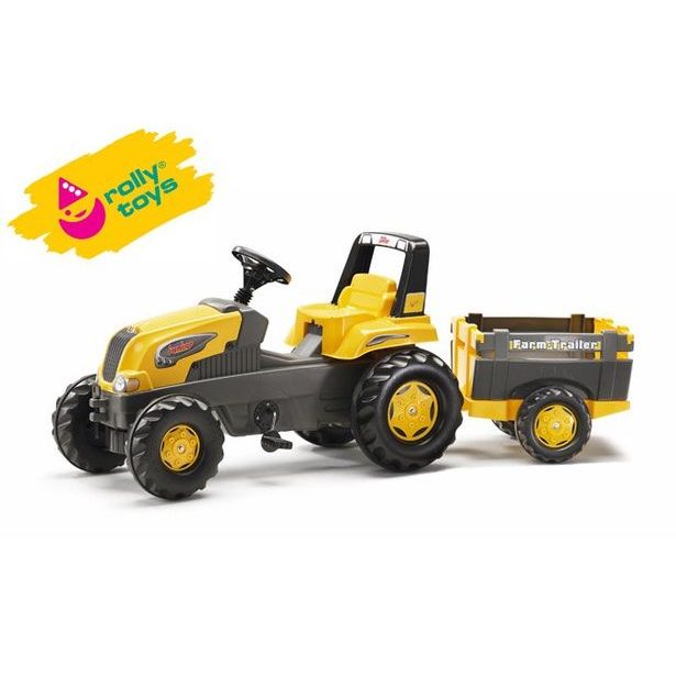 Šlapací traktor Rolly Junior s Farm vlečkou - žlutý