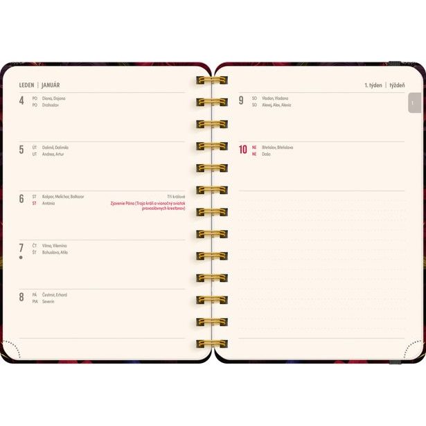 NOTIQUE Spirálový 18měsíční diář Petito – Rudé květy 2026/2027, 13 x 18 cm