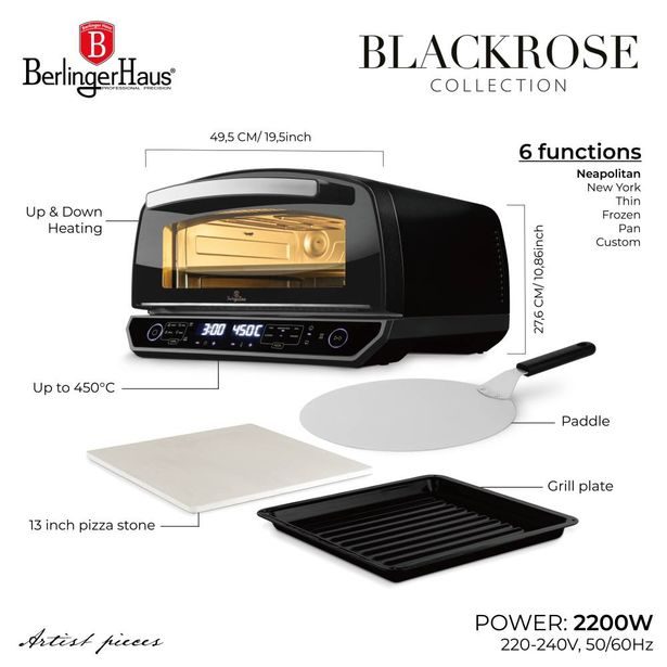 BERLINGERHAUS Pec na pizzu elektrická 450° Black Rose Collection BH-9925