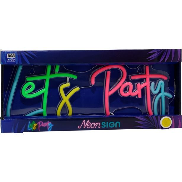 H & S COLLECTION Dekorace svítící nástěnná nápis Lets party KO-NE1200030