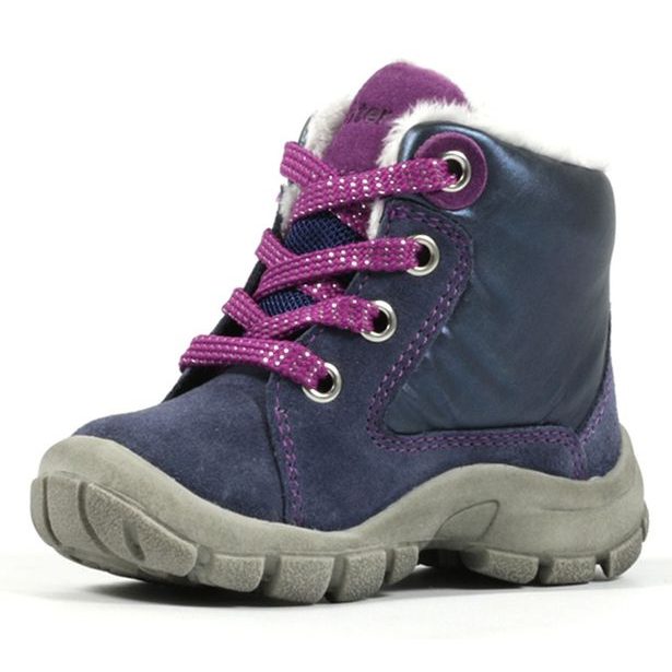 Dětské šněrovací zimní boty s membránou Richter - oceano/violet/magent
