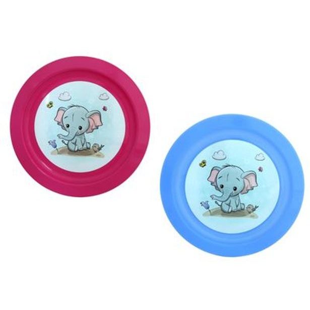 talíř d21cm měl. SLŮNĚ IML, aqua, růž., dětský, plast