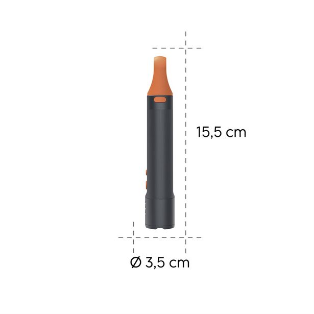 Hama FLX350, LED svítilna, hliníková, 350 lm / 230 m, 4 režimy+SOS, IP44, zoom, karabinka, baterie
