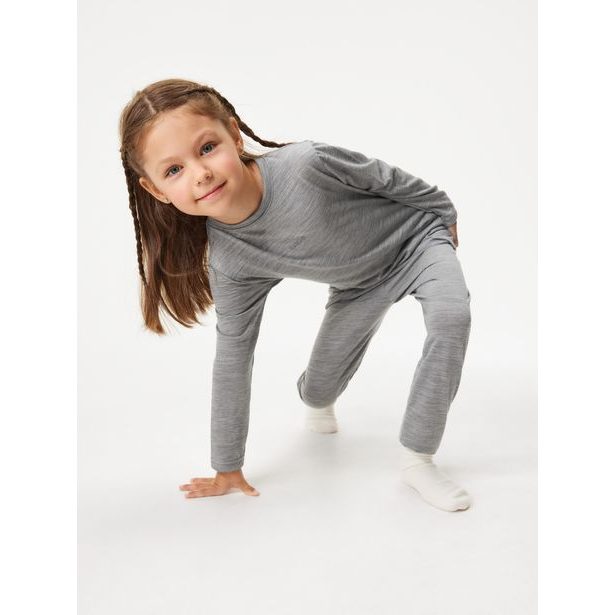 Dětské merino triko s dlouhým rukávem, Šedá