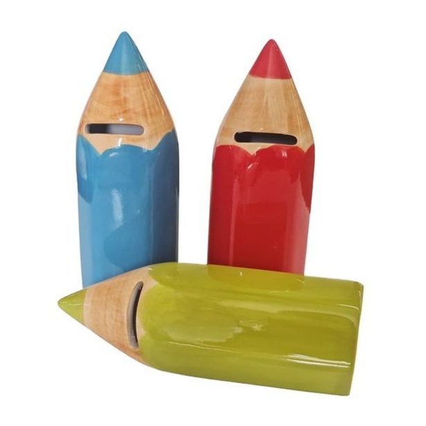 pokladnička TUŽKA malá, d 5,7x17cm, 3barvy, otvír., keramika