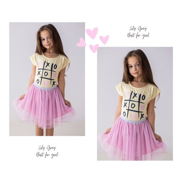 Dívčí triko pastelově žluté piškvorky