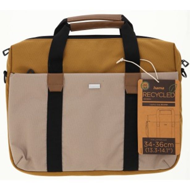 Hama Silvan, brašna na notebook, pro 34-36 cm (13,3-14,1"), recyklovaný polyester, béžová/žlutá