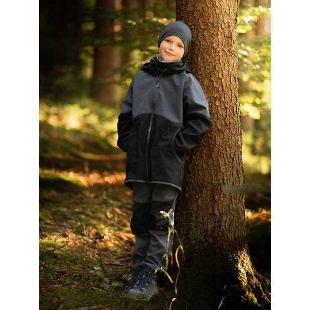 Unuo, Dětské softshellové kalhoty s fleecem Street Strong, Tm. Šedá