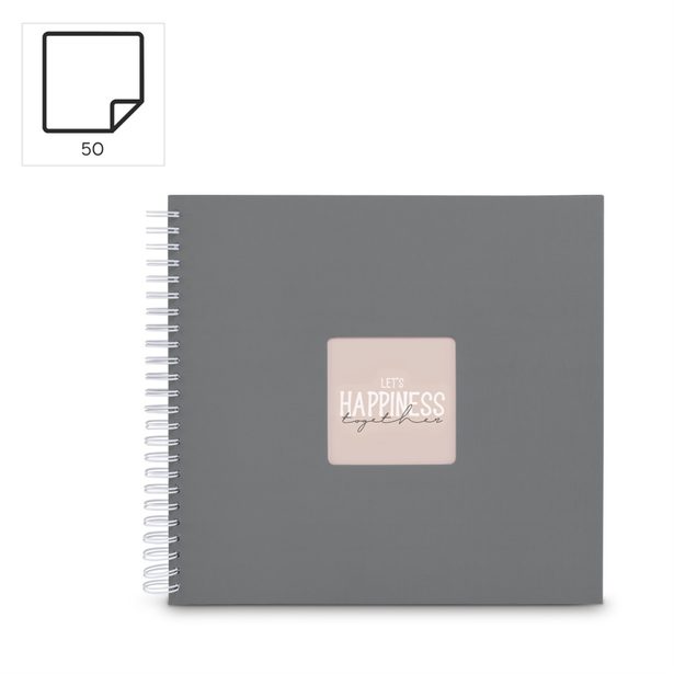 Hama album klasické spirálové FINE ART 36x32 cm, 50 stran, kamenná šedá, bílé listy