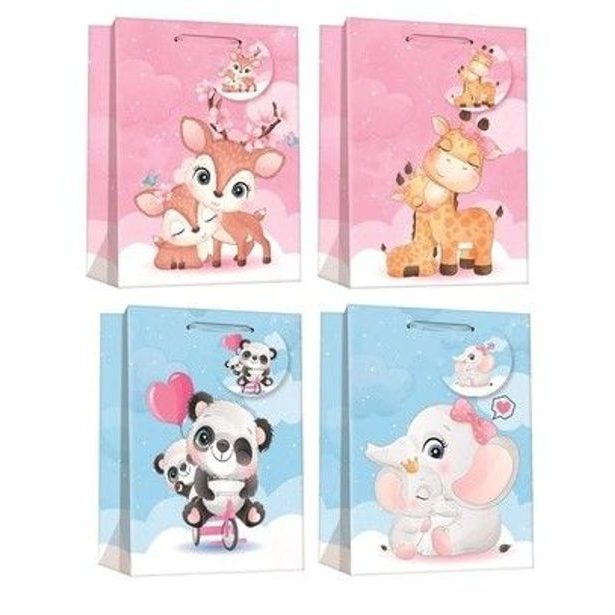 taška dárk. L, ZVÍŘÁTKA-4DEKORY, 30x42x12,7cm, glitr, papír