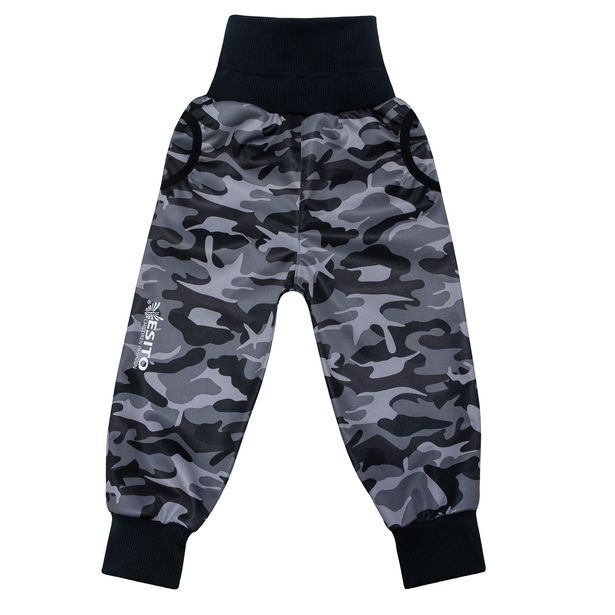 ESITO Dětské softshellové kalhoty Maskáč vel. 122 - 146 - zelená / 122