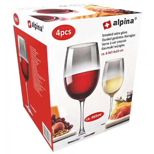 ALPINA Sklenice na víno sada 4 ks 465 ml kouřová ED-224043