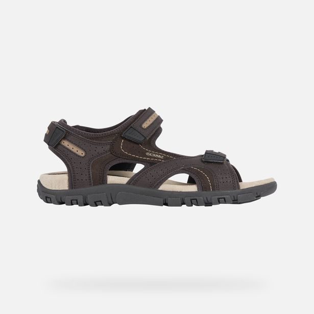 Tmavě hnědé pánské sandály Geox Uomo Sandal Strada