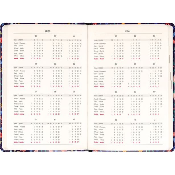 NOTIQUE 18měsíční diář Petito – Flóra 2026/2027, 11 x 16 cm