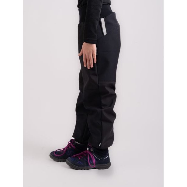 Unuo, Dětské softshellové oteplovačky s fleecem Plus, Černá