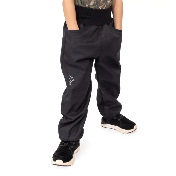 ESITO Dětské softshellové kalhoty s beránkem Black - černá