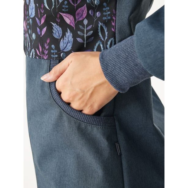 Unuo, Dámský softshellový kabát s fleecem, Žíhaná Tm. Modrá, Lístečky