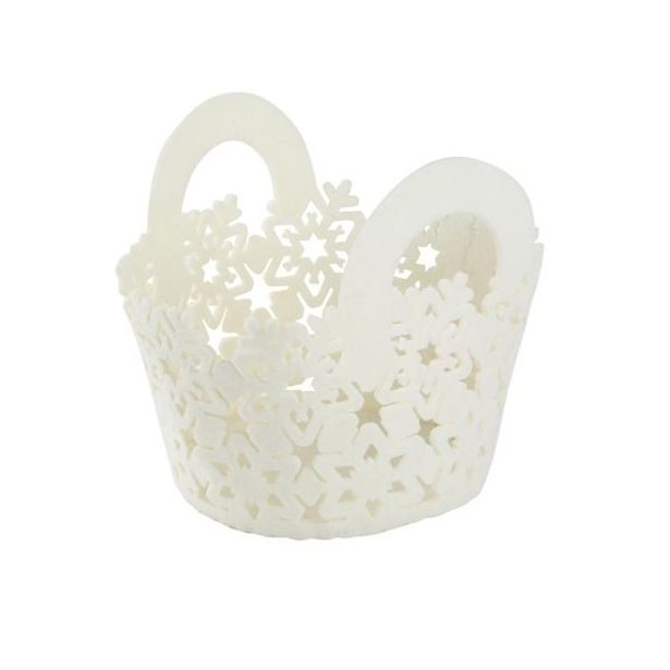 TORO KOŠÍK VÁNOČNÍ KULATÝ 15X15X14CM PLSTĚNÝ BÍLÝ_hamashop