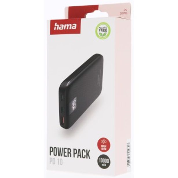 Hama PD 10 powerbanka, 10000 mAh, 3 výstupy: 1x USB-C, 2x USB-A, LED displej, PD, Qualcomm