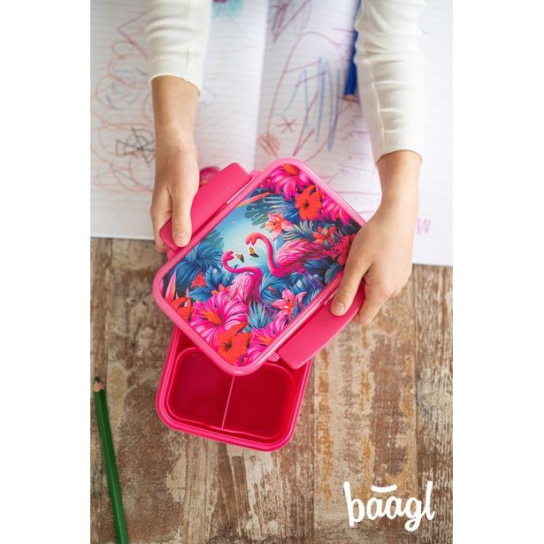 BAAGL Box na svačinu s přihrádkami Flamingo