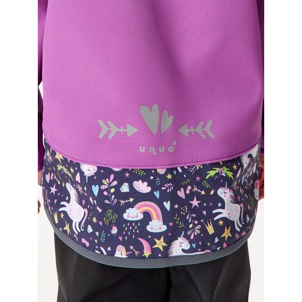 Unuo, Softshellová bunda s fleecem, Ostružinová, Jednorožci ( Unuo softshell jacket printed)