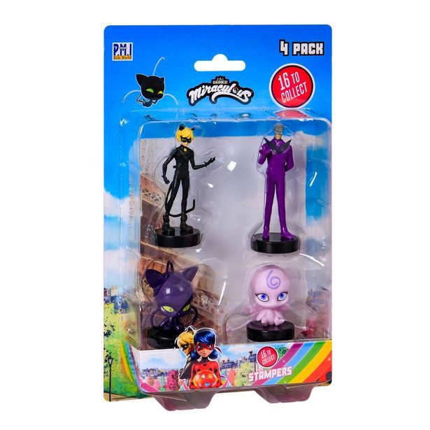 Miraculous: Beruška a černý kocour- razítka 4 ks figurka Ast.
