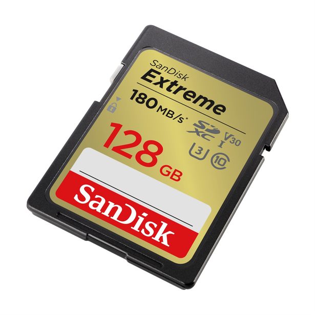 SanDisk Extreme 128GB SDXC Memory Card 180MB/s and 90MB/s, UHS-I, Class 10, U3, V30