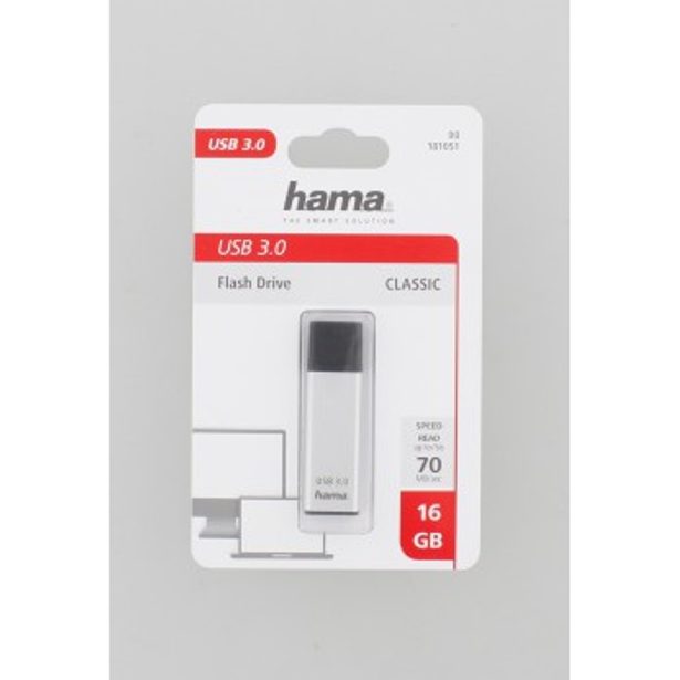 Hama FlashPen Classic, USB 3.0, 16 GB, 40 MB/s, strieborný