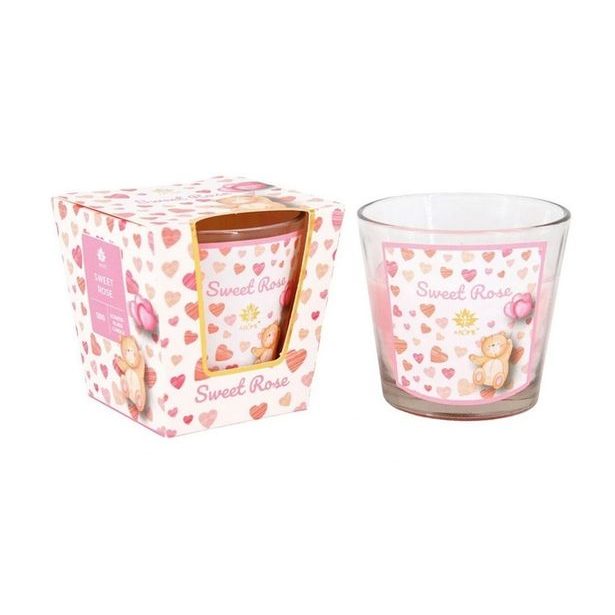 svíčka vonná 120g, sladká RŮŽE, parafín, DB, sklo