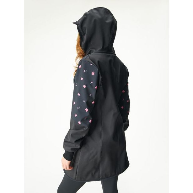 Unuo Dámský softshellový kabát s fleecem Street, Černá, Květiny
