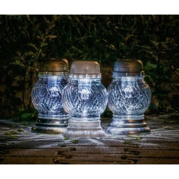 lampa hřbit. 15cm, s víčkem, solární, mix barev